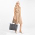 LG2047 - Miss Lulu Structured Zipped Compartment Tote Bag - Black